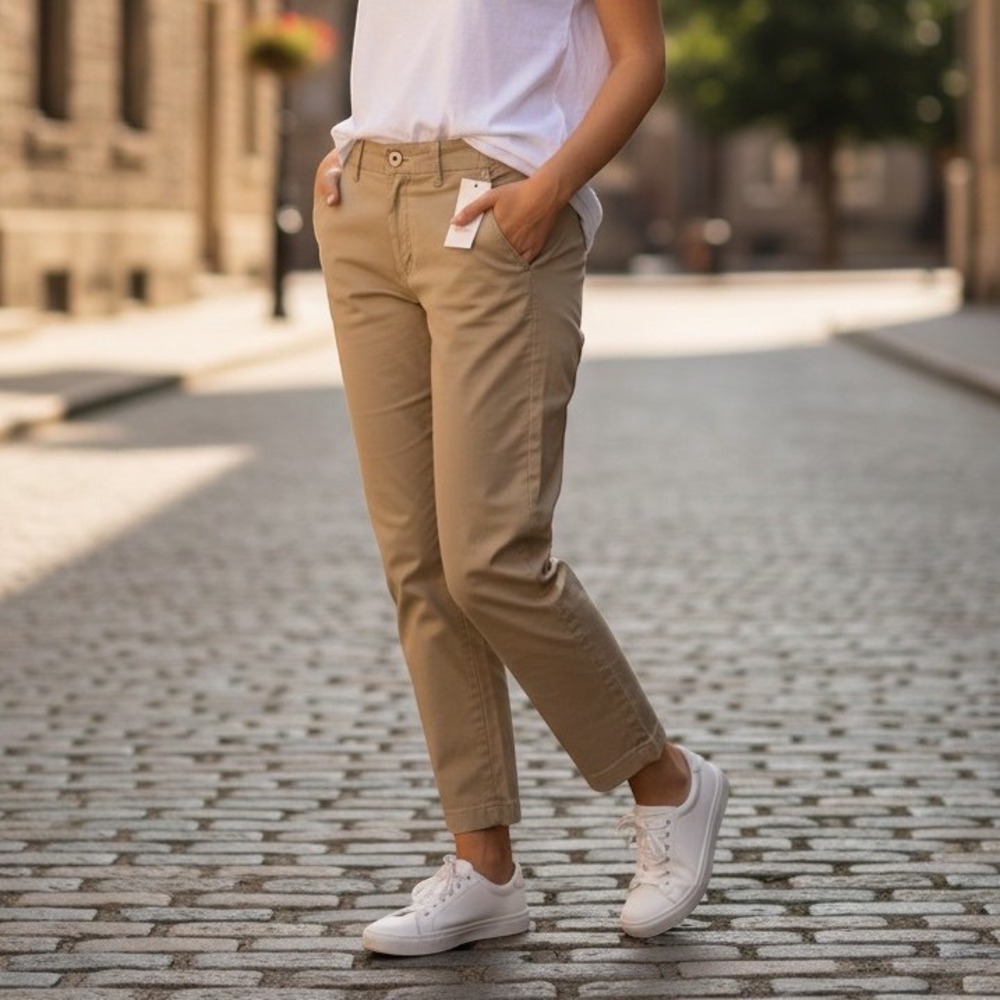 A New Day Pants Womens 2R Tan Khaki New High Rise Straight Stretch Chino Work